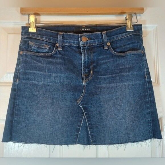 J Brand size 29 waist High Rise Denim Jean stretch mini short Skirt dark wash - Picture 1 of 7
